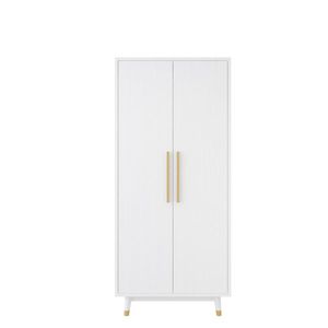 Armadio in legno Triamine bianco e oro con piedini in rame, 2 ante e asta appendiabiti singola, in pannello di densità (MDF) - Product Image 5