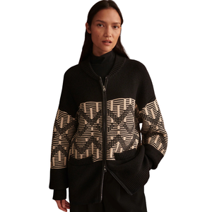 Chaqueta de Punto Fairisle para Mujer, con Cierre Frontal, Estampada, de Manga Larga, Cálida, Estilo Cárdigan, para Uso Diario - Product Image 3