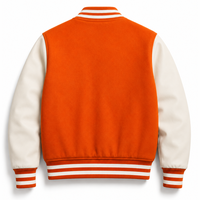 Veste universitaire en laine de haute qualité personnalisée pour hommes et femmes, orange, broderie vintage, patch, veste de baseball, veste bomber, streetwear