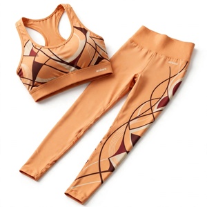 Conjunto de Yoga para Mujer Amkoor de 2 Piezas: Sujetador Deportivo Racerback y Leggings de Cintura Alta con Control de Abdomen y Absorción de Sudor - Product Image 4