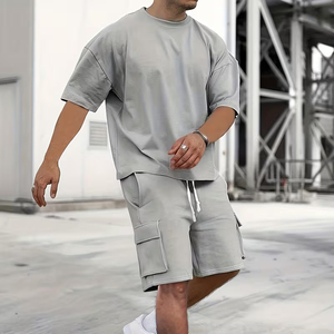 Men Casual Summer Outfit Manufacturer 2 Piece Cargo Shorts T Shirt OEM Bulk Supply - Product Image 1