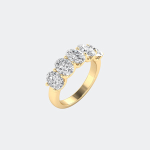 แหวนวงแหวนห้าเม็ดทรงวงรี 1.00CTW ประดับเพชรแบบ Prong Set - Product Image 4