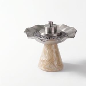 Quemador de Incienso Moderno con Base de Resina y Tapa Metálica Ondulada, Hecho a Mano, Elegante Centro de Mesa, Decoración de Lujo para Mesa, Porta Incienso Árabe Oud Bakhoor - Product Image 4