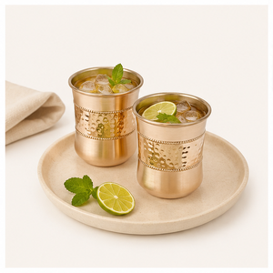 Copper Water Glass Set of 2Handmade Hammered Tumblers for Ayurvedic Health Benefits <b>Drinkware</b> for Home and Gifting - Product Image 2