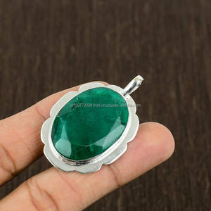 925 pendentif en argent Sterling pierre précieuse pendentif fait main cadeau de demoiselle d'honneur pendentif émeraude naturelle bijoux en argent - Product Image 5