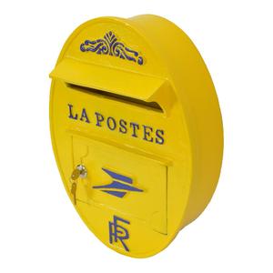 Buzón decorativo personalizado de hierro fundido y aluminio, montado en la pared, con revestimiento amarillo, estilo rústico, para suministros de jardín. - Product Image 2