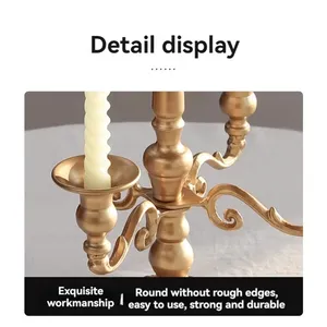Candelabro Portátil de Hierro Dorado Hecho a Mano con Tres Brazos para Decoración del Hogar, Portavelas de Metal Duradero ZAHID EXPORTS - Product Image 3