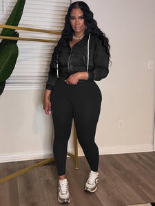 Women's Acid Washed Zipper Hooded Fleece <b>Lined</b> Top with Yoga <b>Pants</b> Sports Casual Two Piece Set Women Wash Tracksuits - Product Image 3