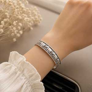 Elephant Silver Cuff Bangle, Handmade Sterling Silver <b>Bracelet</b>, Adjustable Open Bangle, Elephant Jewelry, Boho Statement jewelry - Product Image 1