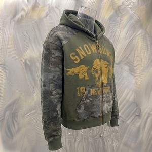 เสื้อฮู้ดซิปผู้ชาย Snowgrace ลายพราง พิมพ์โลโก้ด้านหน้า ทรงปกติ สไตล์ลำลองสำหรับฤดูใบไม้ร่วง ผ้าฝ้าย 100% เฟรนช์เทอร์รี่ - Product Image 2