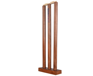 Piquets de cricket en bois pour placement multi-surfaces avec base en bois. 3 piquets et 2 barres de frappe BY NAQQASH SPORTS - Product Image 3