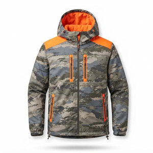 Chaqueta de Caza Reversible con Camuflaje y Lateral Naranja Reflectante, Ropa de Caza para Exteriores, Diseño con Capucha, Bolsillos Prácticos con Cremallera - Product Image 1