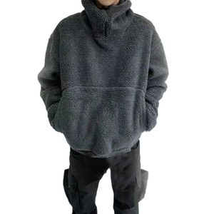 Chaqueta de forro polar Sherpa extragrande personalizada gris carbón con capucha y máscara facial completa, estilo jersey, cálida para invierno, ropa de calle, venta al por mayor, prendas de abrigo - Product Image 6