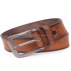 Nouvel arrivage de ceintures et accessoires décontractés en cuir pleine fleur avec peinture à la main deux tons sur mesure pour hommes - Product Image 2