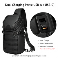 Sac de poitrine pour homme 2026, imperméable, antivol, avec port de charge USB, grande capacité, compatible avec tablette de 12,9 pouces, pour les sports de plein air