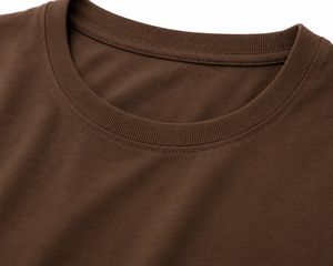 T-shirt marron à col rond pour femme, coupe ajustée, manches courtes, couleur unie, style vintage, décontracté, tissu tricoté, 100% coton, été - Product Image 3