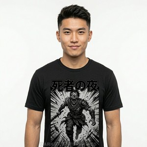 Camiseta de Skate Personalizada para Hombre, Negra, Lavada al Ácido, con Estampado Gráfico de Zombie, Estilo Urbano, Vintage, Desgastada, de Algodón - Product Image 2