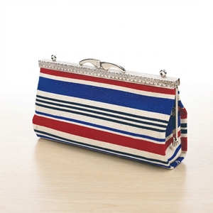 Sac à main DIY avec fermeture à fermoir métallique, rayé rouge bleu blanc, forme rectangulaire - Product Image 1