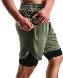 Short de sport personnalisé pour homme, short de course en mesh double couche, short de musculation slim pour homme - Product Image 4