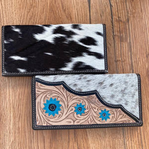 Nuevo pelo Real hecho a mano en cuero de vaca Bi Fold billetera de mujer elegante cuero genuino personalizado Multi usado monederos de vaquera - Product Image 4