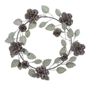 Corona Floral Metálica Vintage, Redonda, Decorativa, Hecha a Mano, Estilo Artesanal, Paquete Individual - Product Image 1
