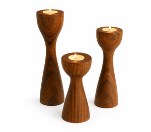 Ensemble de porte-bougies en bois, design minimaliste moderne, porte-bougies en bois d'acacia pour la décoration de la maison - Product Image 5