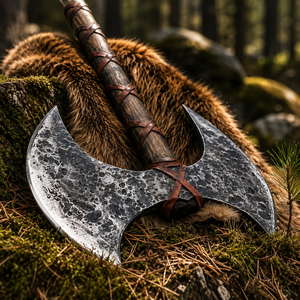 Hache viking à double tête en acier au carbone de 35 pouces avec manche en bois - Hache de style scandinave, hache nordique, seax - Product Image 4