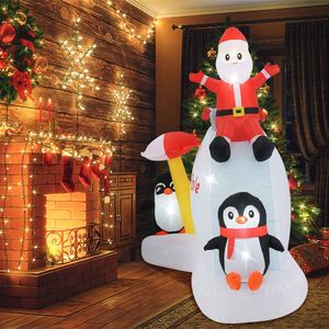 Babbo Natale e pinguini gonfiabili di 1,8 m con soffiatore integrato, decorazione da giardino in PVC - Product Image 2