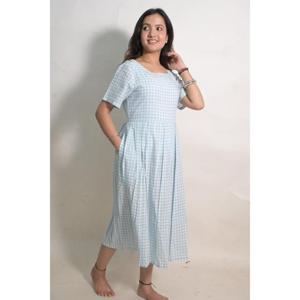Robe longue en coton tissée à la main pour femme, imprimée, style bohème, décontractée, pour l'été, tenue de fête, tenue ethnique indienne faite à la main - Product Image 3