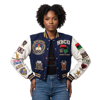 Jaket Varsity Pendek Model Vintage Bordir Kulit dengan Logo Kustom Grosir, Bernapas, dan Modis Terbaru