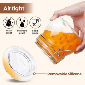 17oz Small Airtight <b>Glass</b> Jars Storage <b>Container</b> Set 6 Clear Preserving Canisters with Wire Lid Seal for Food Storage - Product Image 4