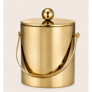 Gold Stainless Steel <b>Ice</b> Bucket with Lid and Tongs Insulated Double Wall Wine Champagne <b>Cooler</b> Luxury Marble Bowl Match Barware - Product Image 2