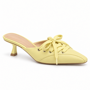 Mules à lacets à bout pointu avec nœud décoratif, talons fins de 5 cm, confort léger, dessus en PU, tendance mode toutes saisons - Product Image 5
