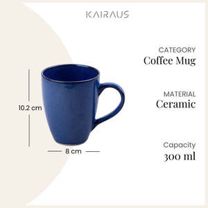 Juego de 6 Tazas de Cerámica Esmaltada Midnight Sea, Gran Capacidad de 200 ml, Aptas para Microondas, con Boquilla - Product Image 3