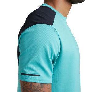 Men's Turquoise Crew Neck T-Shirt Shorts <b>Set</b> Color Blocking Sporty Breathable Quick Dry 100% Cotton <b>Knitted</b> Fabric Summer Wear - Product Image 1