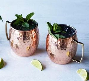 Copper cocktail <b>mug</b> set for refined sunset mocktail gatherings hammered finish metal cups durable reusable bar serving <b>mugs</b> - Product Image 4