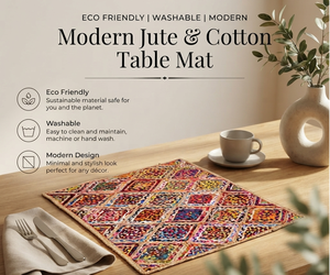 Nouveau tapis de table en jute tressé avec du coton, design moderne, fait main, exporté d'Inde - Product Image 2