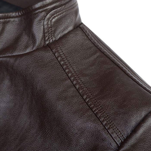 Vestes en cuir véritable pour hommes, style bomber, prix de gros, style classique, fermeture éclair intégrale, col rabattable, veste de moto pour homme - Product Image 3