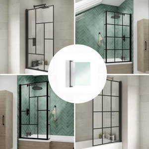 Bisagra de pivote de 180 grados, pantalla de <span class=keywords><strong>ducha</strong></span> de baño de <span class=keywords><strong>2</strong></span> pliegues cromada y pulida, accesorio de partición de Panel de puerta de vidrio Easyclean de 6mm - Product Image 3