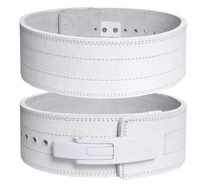 White Adjustable Waist Support Belt with Buckle Closure for Weight Lifting and Strength Training Unisex Breathable Design - Product Image 1