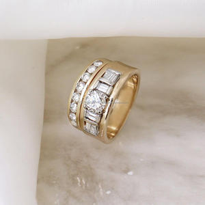 IGI/GIA Lab Grown Cut Diamond Vintage 14K Amarillo Boda/Anillo de compromiso Unisex Fino Oro blanco Aniversario Fiesta-Anillos dignos - Product Image 3