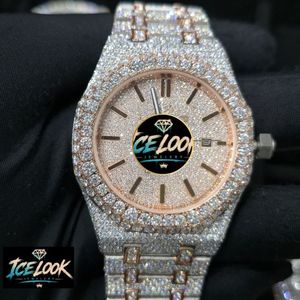 Montre mécanique Ice Cubed avec cadran en cristal, bracelet, affichage de la date, bijoux de mode - Product Image 5