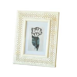 Cadre photo artisanal de luxe en bois massif et incrustations en os, style moderne minimaliste vintage bohème, décoration intérieure, cadeau artisanal - Product Image 1