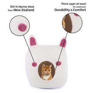 Cama para Gatos Hecha a Mano, Única, de Lana Merino Fieltroada, Cama para Mascotas de Fieltro y Lana, 1 kg - Product Image 4