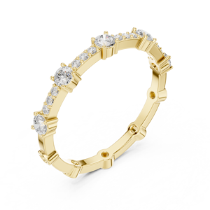Anillo de Eternidad de Oro Amarillo con Diamantes Cultivados en Laboratorio para Mujer |   Anillo Apilable de Aniversario de Bodas con Corte Redondo y Puntas Compartidas, Regalo - Product Image 1