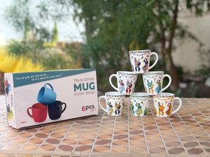 Ceramic <b>Mug</b> with Lid Deer Print <b>Latte</b> Cup Modern Drinkware for Coffee Tea Party Gift - Product Image 5