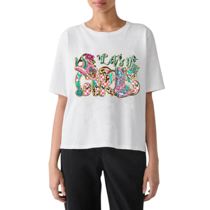 Nouveau T-shirt décontracté d'été pour femme, col rond, 100 % coton, brodé de sequins, respirant, idéal pour les événements de Rodeo/Derby - T-shirts pour femmes - Product Image 5
