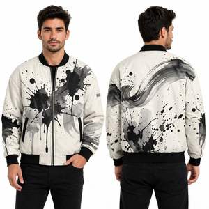 High Quality Breathable Water Resistant Red & Black Tie Dye <b>Abstract</b> <b>Print</b> Bomber Jacket Sublimated Outerwear Raincoat Jackets - Product Image 2