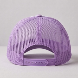 <b>Purple</b> White 5 Panel Mesh Trucker Cap Adjustable Unisex Embroidery Logo Baseball <b>Hat</b> for Outdoor Foam Trucker Headwear Custom - Product Image 3