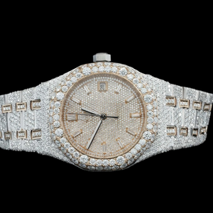 Atractivo Reloj Clásico Hip Hop para Él, Personalizado con Diamantes, Completamente Cubierto de Diamantes, con Fecha Automática, Movimiento de Cuarzo y Diamantes Moissanite - Product Image 3